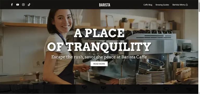 Barista Cafe website design - Minimal website