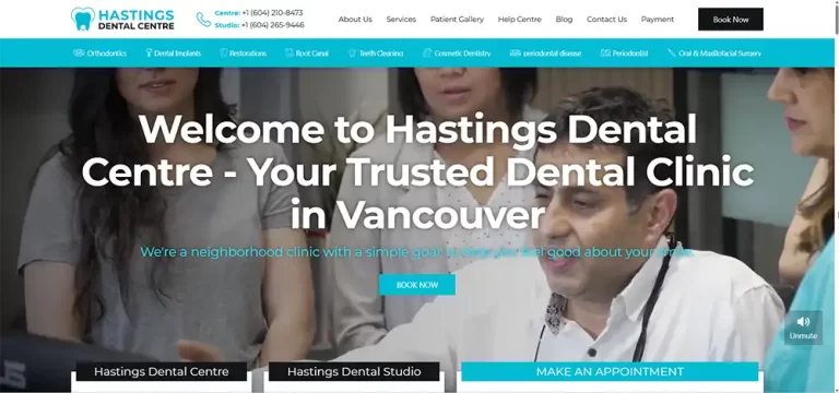Hastings Dental Centre website design - Sohrab Design Studio