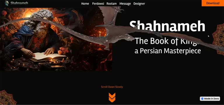 Shahnameh (the book of kings | a Persian Masterpiece) landing page - scroll-based animation